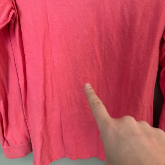 SEASIDE Graphic Logo Tee In Coral and Blue Size Small FLAWED long sleeve - Picture 2 of 6